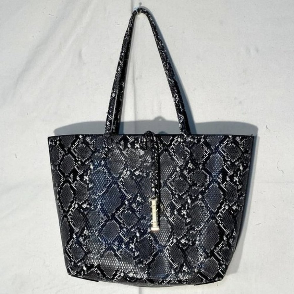 BLACK Grey White Faux Snakeskin Tote Bag